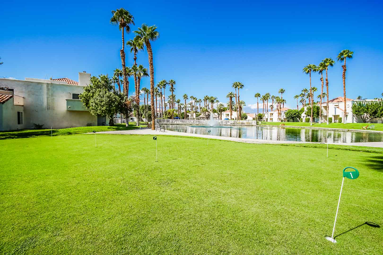 A scenic view of the resort exterior at VRI Americas' Desert Breezes Resort in California